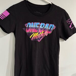 Grunt Style Black Retro Graphic Short Sleeve Tee marked M but fitted like XS